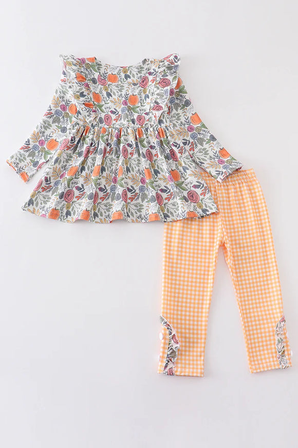 Pumpkin floral ruffle