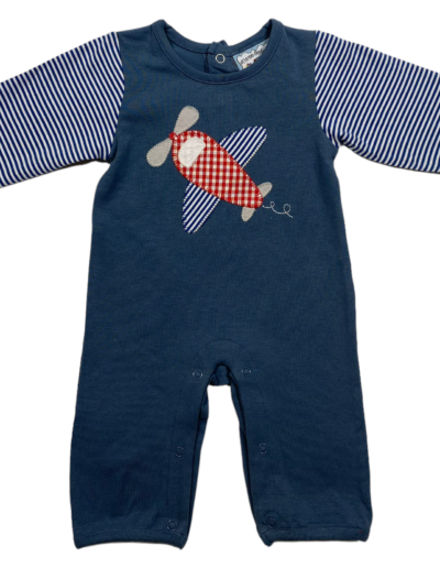 Airplane Applique Boys Romper