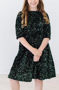 Hunter Green Velvet Sequin Dress