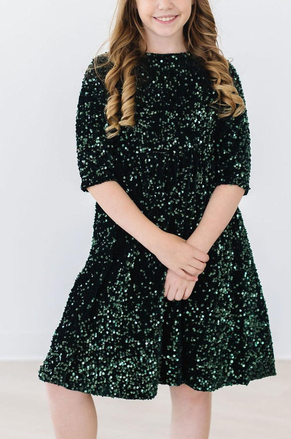 Hunter Green Velvet Sequin Dress