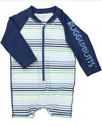 Coastal stripes long sleeve one piece rash guard