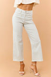Mica Jeans Wide Leg Cropped- Sage Stripe