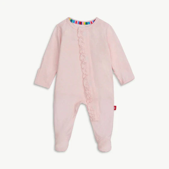 magnetic me pink polka dot footie // Newborn - Morgan