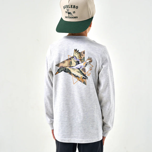 Pintail Triangle Duck Youth Tee Long Sleeve- Ash Grey