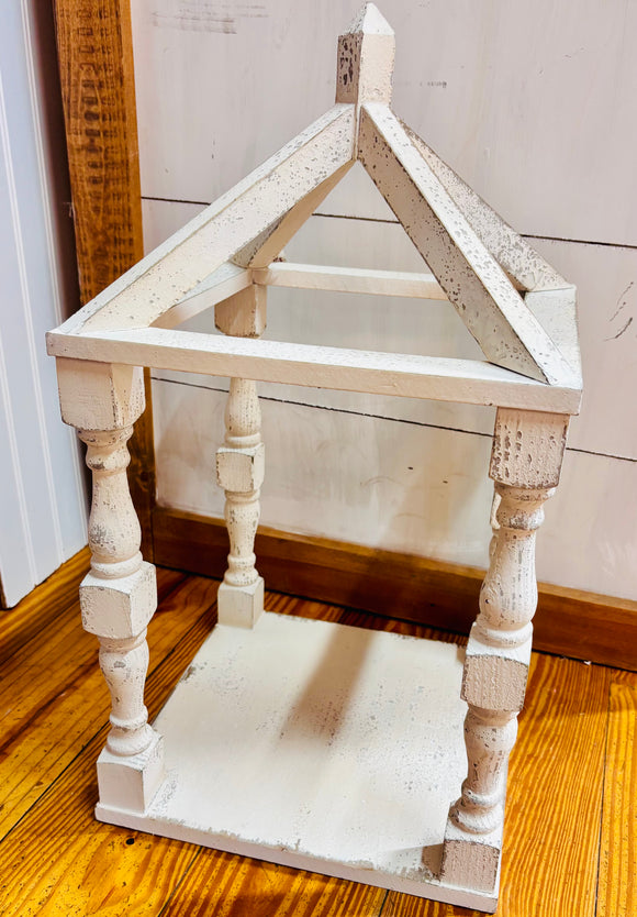 white distressed wood open lantern - Brittney