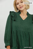 Hunter Green Ruffle Tiered Midi Dress Plus