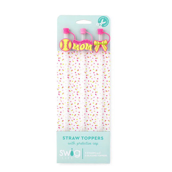 Swig straw toppers - pitch hit run