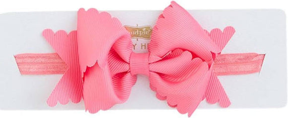 Mudpie pink scallop bow headband- Morgan