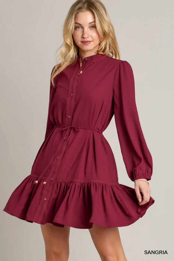 Burgandy ruffle dress