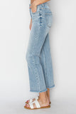 Risen High Rise Cropped Flare Jeans with Frayed Hem