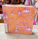 Pink and orange pagoda coaster set - Maggie
