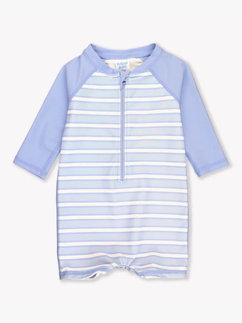 Periwinkle Blue & Windsurfer Stripe Long Sleeve One Piece Rash Guard