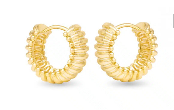 Gold Natalie Polished Raised Rib Hoop