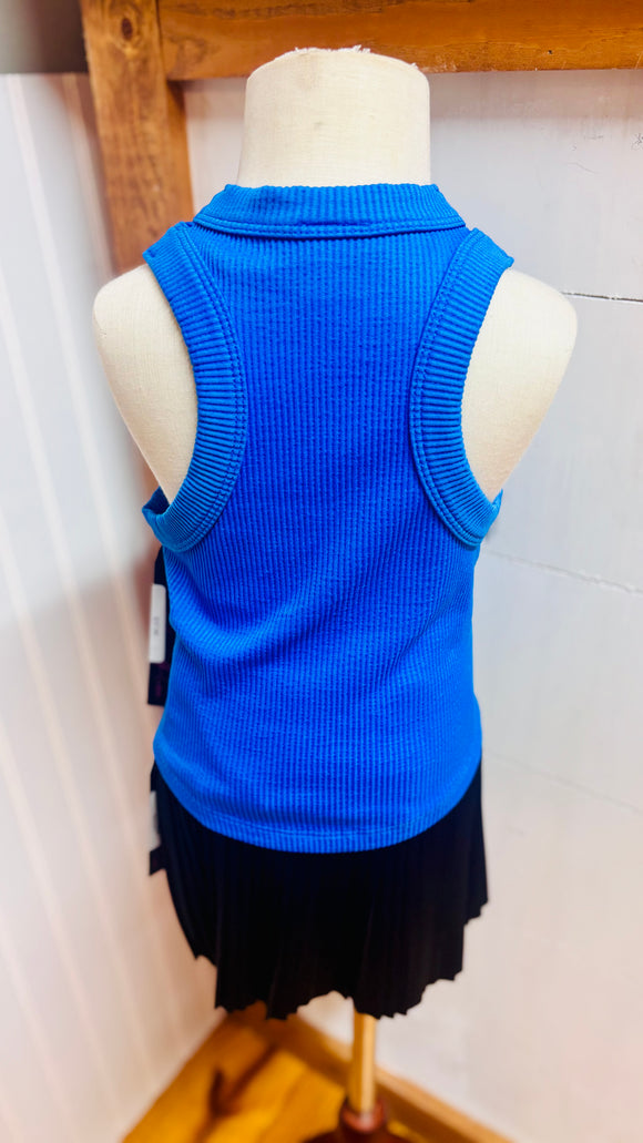 Electric blue seamless ribbed tank