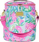 Lilly Pulitzer Pink/Blue/Green Insulated Soft Beach Cooler with Adjustable/Removable Strap and Double Zipper Close, Totally Blossom