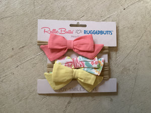 Ruffle butts pretty in peony set of 3 headbands- Morgan