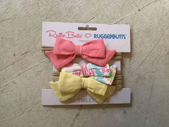 Ruffle butts pretty in peony set of 3 headbands- Morgan