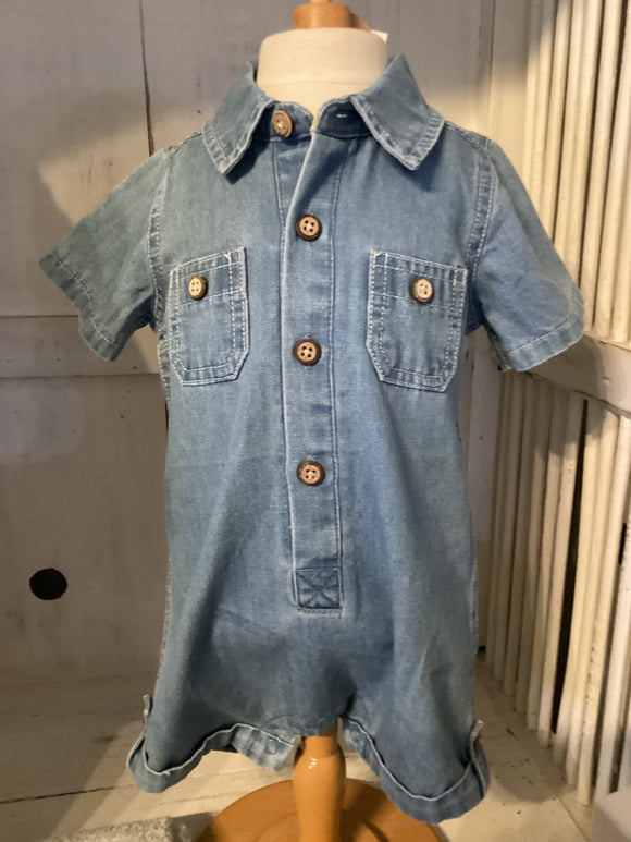 Mudpie Jean romper 9-12m-Ashley