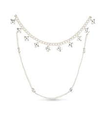 Silver Dual Layer Clover Flower Necklace