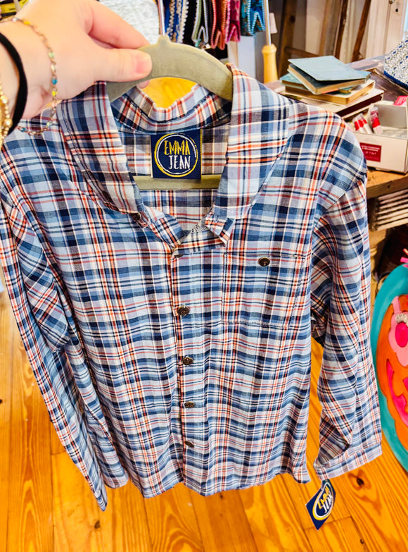 Boys blue plaid shirt
