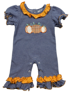 Pumpkin Applique Girls Romper