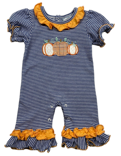 Pumpkin Applique Girls Romper