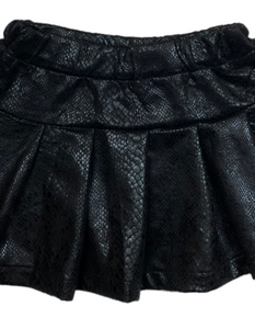 Black Snakeskin Pleated Skirt