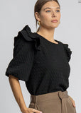 Bubble sleeve ruffle top