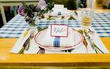 20x25 paper table runner - blue painted check