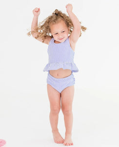 Periwinkle seersucker tankini