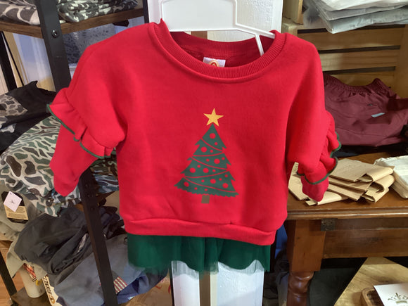 Red Christmas tree ruffle skirt