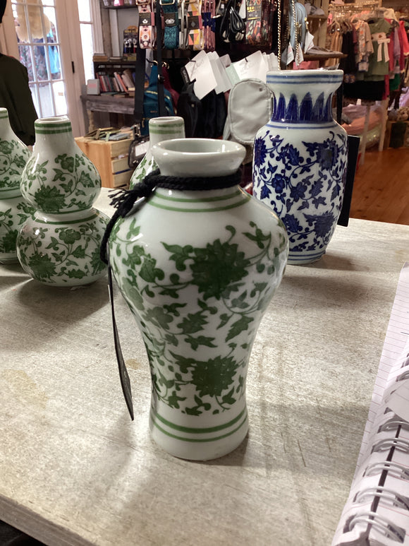 4.5” green and white vase