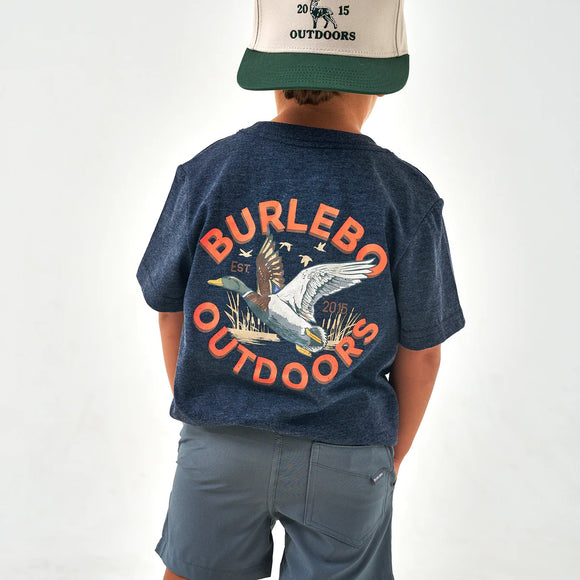 Youth Tee - Old School Duck Hunt - Heather Navy