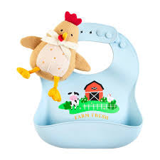 Mudpie silicone bib and rattle set-cassey