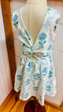 Blue Bow Floral Athletic Dress