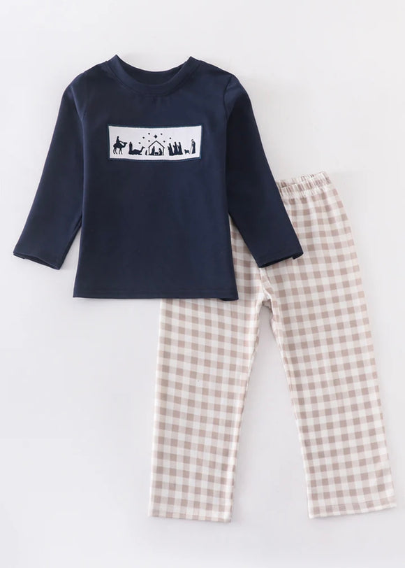 Navy Nativity Pant Set