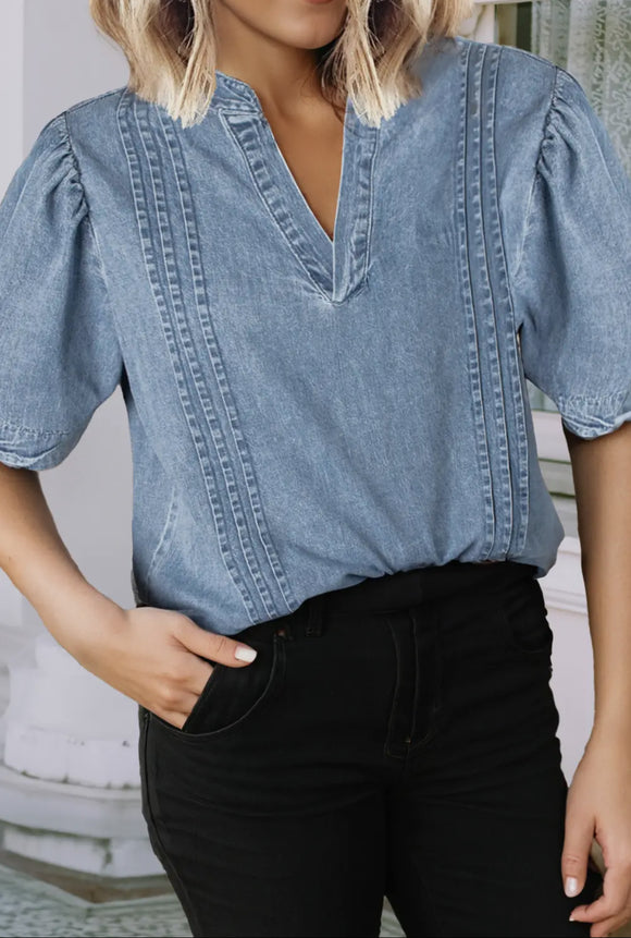Denim Vee Top