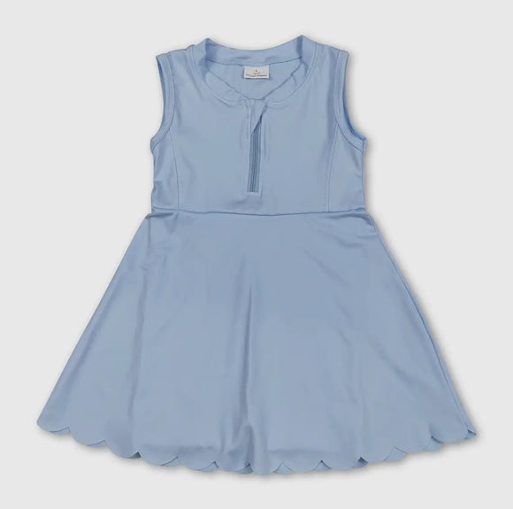 Girls Scallop Athletic Dress Light Blue