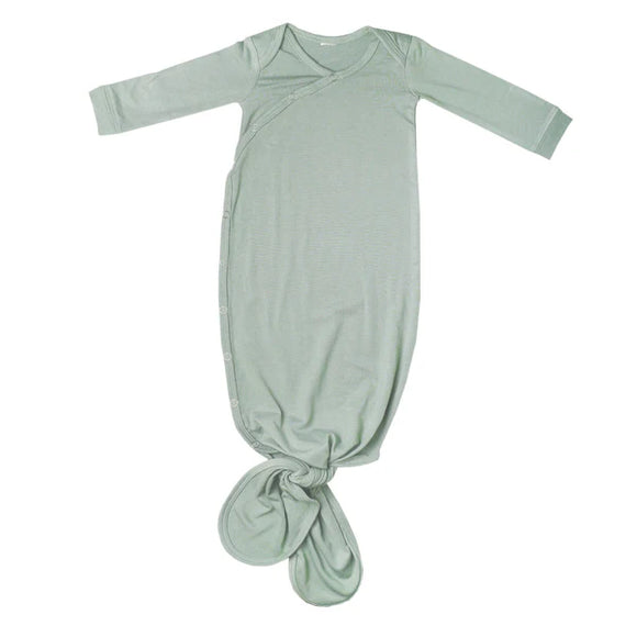 Knotted gown newborn green-cassey