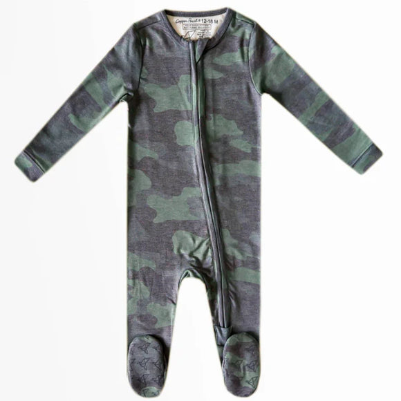 Zip up footie 6-12m Camo-cassey