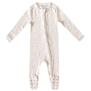 Zip up footie newborn oat-cassey