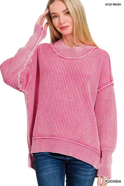 Washed Hot Pink Sweater