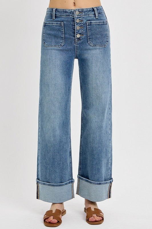 Risen High Rise Cuff Jeans