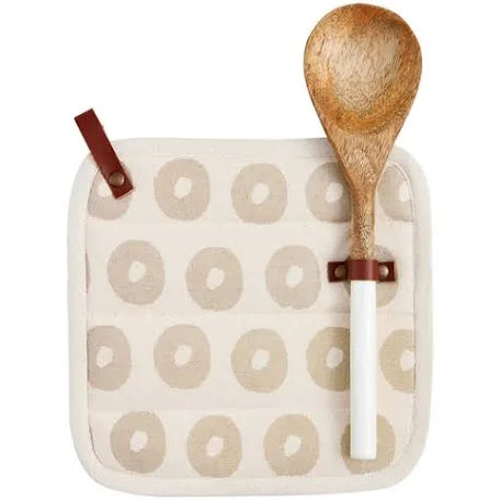 Mud Pie Natural Pot and Spoon Set