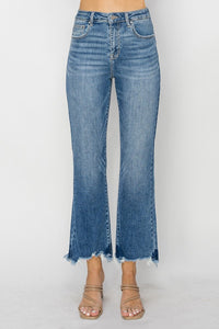 Risen High Rise Flare Fray Jeans