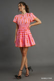 Ribbon Print Dress- Bubble Pink