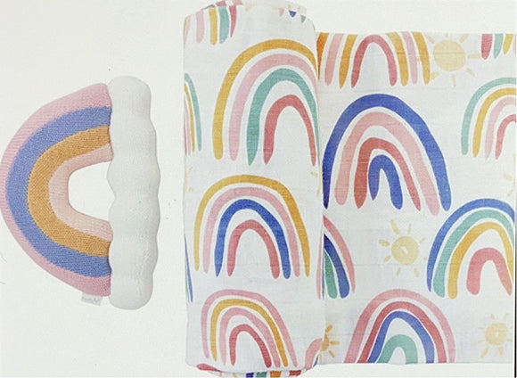 Rainbow rattle swaddle
