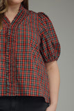 Joyful Plaid Top Plus