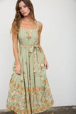 Autumn Garden Olive Midi Dress