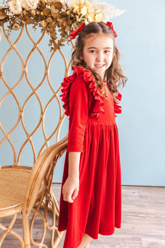 Velvet hotsell ruffle dress